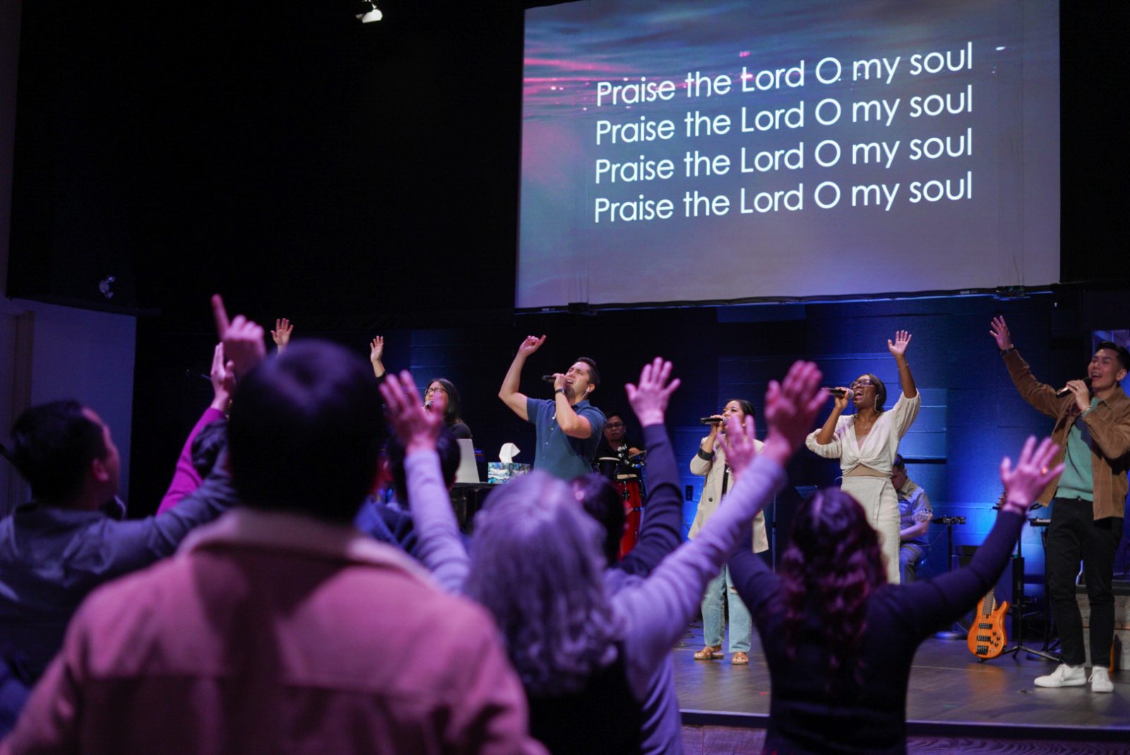 Worship team leading the congregation